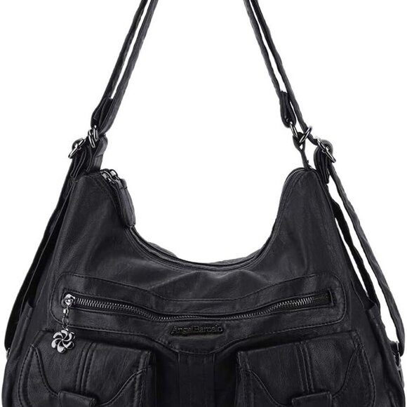 Women Multifunctional Soft Leather Handbag Purses Shoulder Hobo Backpack Crossbo - Picture 1 of 7